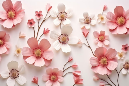 Delicate Pink and White Blooms on Vector Illustration Artwork by Generative AIの素材