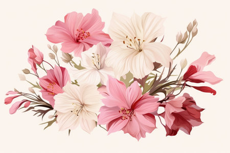 Delicate Pink and White Blooms on Vector Illustration Artwork by Generative AIの素材