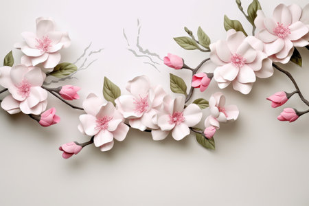 Delicate Pink and White Blooms on Vector Illustration Artwork by Generative AIの素材
