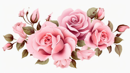 Assortment of Elegant Vector Roses in Full Bloom and Buds by Generative AIの素材