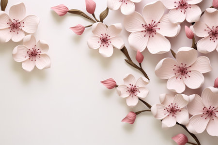 Delicate Pink and White Blooms on Vector Illustration Artwork by Generative AIの素材
