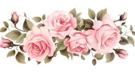 Assortment of Elegant Vector Roses in Full Bloom and Buds by Generative AIの素材