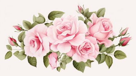Assortment of Elegant Vector Roses in Full Bloom and Buds by Generative AIの素材