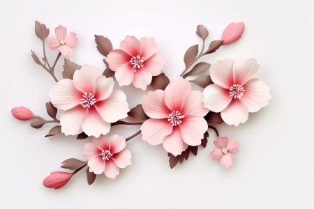 Delicate Pink and White Blooms on Vector Illustration Artwork by Generative AIの素材