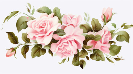 Assortment of Elegant Vector Roses in Full Bloom and Buds by Generative AIの素材