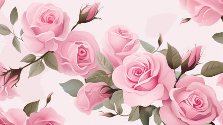 Assortment of Elegant Vector Roses in Full Bloom and Buds by Generative AIの素材
