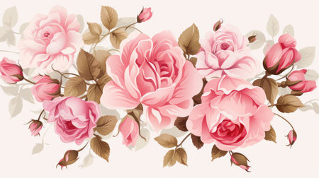 Assortment of Elegant Vector Roses in Full Bloom and Buds by Generative AIの素材