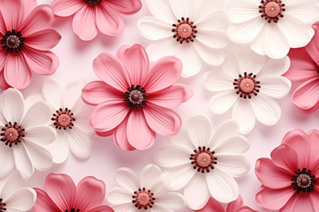 Delicate Pink and White Blooms on Vector Illustration Artwork by Generative AIの素材