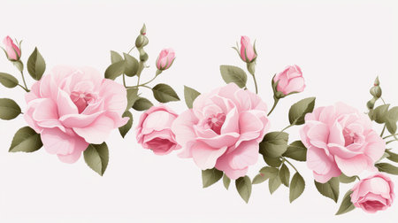 Assortment of Elegant Vector Roses in Full Bloom and Buds by Generative AIの素材