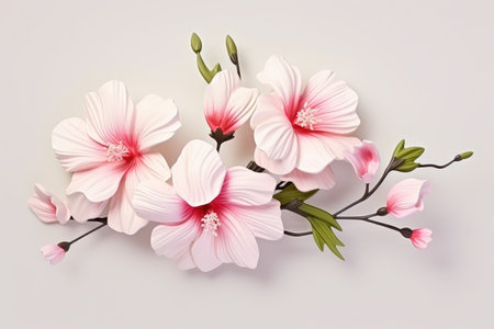 Delicate Pink and White Blooms on Vector Illustration Artwork by Generative AIの素材