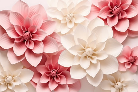 Delicate Pink and White Blooms on Vector Illustration Artwork by Generative AIの素材