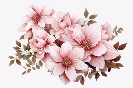Delicate Pink and White Blooms on Vector Illustration Artwork by Generative AIの素材