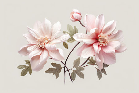 Delicate Pink and White Blooms on Vector Illustration Artwork by Generative AIの素材