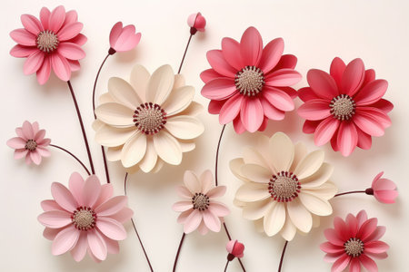 Delicate Pink and White Blooms on Vector Illustration Artwork by Generative AIの素材