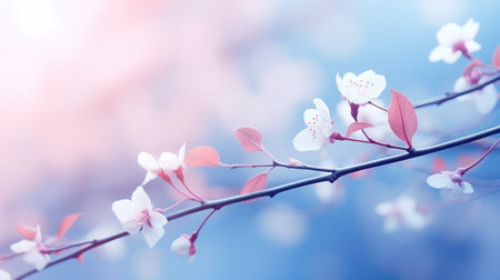 Serene Springtime Scene with Delicate Pink Cherry Blossoms by Generative AIの素材