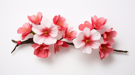 Stylized Cherry Blossom Duo on White - Spring's Artful Bloom by Generative AIの素材