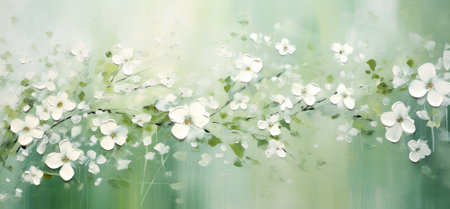 Sunny Whisper of White Blooms: A Gentle Acrylic Floral Painting by Generative AIの素材