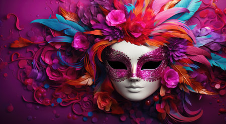 Whimsical Masquerade: A Symphony of Colors and Mystery by Generative AIの素材