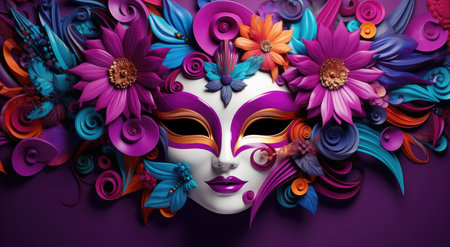 Whimsical Masquerade: A Symphony of Colors and Mystery by Generative AIの素材