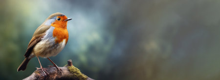 Serene Robin Perched Amidst Forest Splendor: Capturing Nature's Essence by Generative AIの素材
