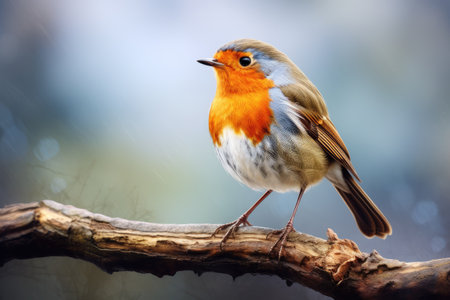 Serene Robin Perched Amidst Forest Splendor: Capturing Nature's Essence by Generative AIの素材