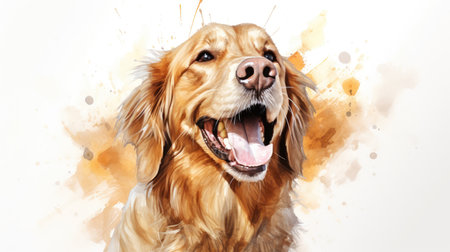 Joyful Golden Retriever Radiates Happiness in Artistic Style by Generative AIの素材
