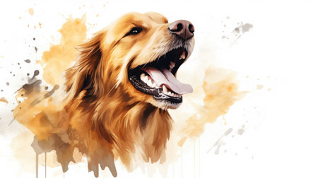 Joyful Golden Retriever Radiates Happiness in Artistic Style by Generative AIの素材