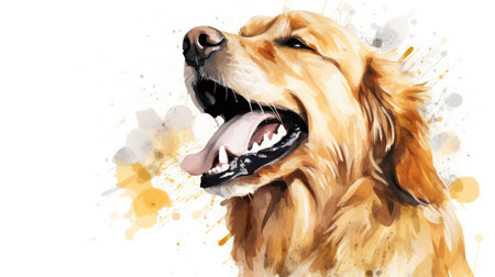 Joyful Golden Retriever Radiates Happiness in Artistic Style by Generative AIの素材