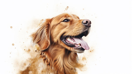 Joyful Golden Retriever Radiates Happiness in Artistic Style by Generative AIの素材