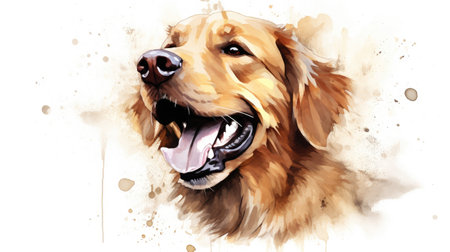 Joyful Golden Retriever Radiates Happiness in Artistic Style by Generative AIの素材