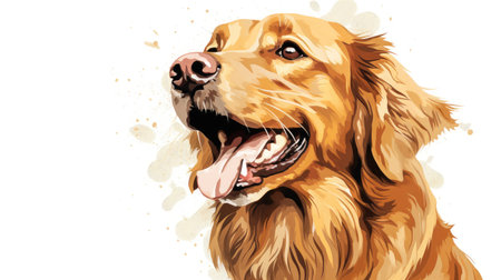 Joyful Golden Retriever Radiates Happiness in Artistic Style by Generative AIの素材