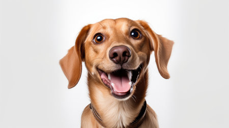 Exuberant Golden Retriever Enjoys a Laugh on a Clean White Background by Generative AIの素材