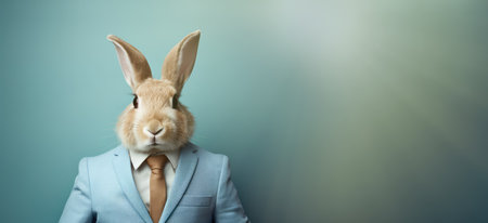 Sophisticated Bunny in Suit Blends Realism with Fantasy by Generative AIの素材