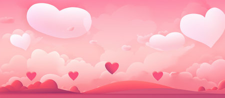Valentine's Day Dream - Hearts Adrift in a Pink Gradient Sky - Generative AIの素材