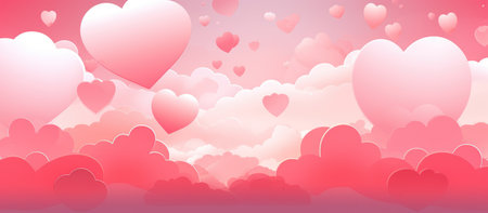 Valentine's Day Dream - Hearts Adrift in a Pink Gradient Sky - Generative AIの素材