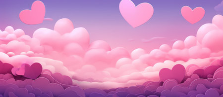 Valentine's Day Dream - Hearts Adrift in a Pink Gradient Sky - Generative AIの素材