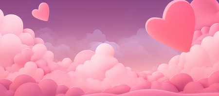 Valentine's Day Dream - Hearts Adrift in a Pink Gradient Sky - Generative AIの素材