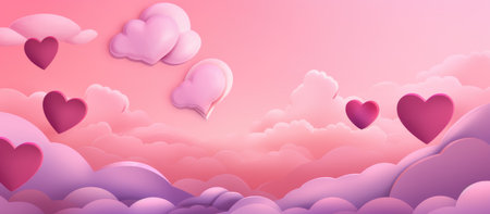 Valentine's Day Dream - Hearts Adrift in a Pink Gradient Sky - Generative AIの素材