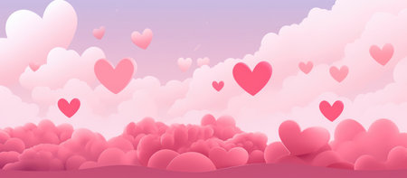 Valentine's Day Dream - Hearts Adrift in a Pink Gradient Sky - Generative AIの素材