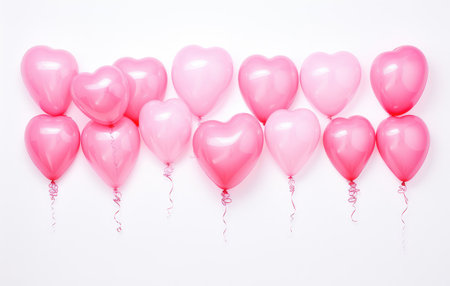 Cluster of Glossy Pink Heart-Shaped Balloons by Generative AIの素材