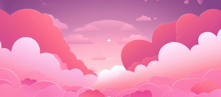 Valentine's Day Dream - Hearts Adrift in a Pink Gradient Sky - Generative AIの素材