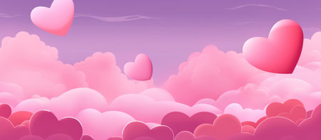 Valentine's Day Dream - Hearts Adrift in a Pink Gradient Sky - Generative AIの素材