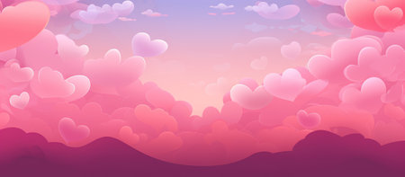Valentine's Day Dream - Hearts Adrift in a Pink Gradient Sky - Generative AIの素材