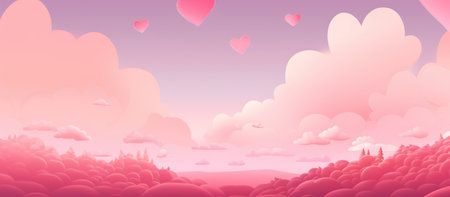 Valentine's Day Dream - Hearts Adrift in a Pink Gradient Sky - Generative AIの素材