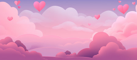 Valentine's Day Dream - Hearts Adrift in a Pink Gradient Sky - Generative AIの素材