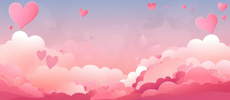 Valentine's Day Dream - Hearts Adrift in a Pink Gradient Sky - Generative AIの素材