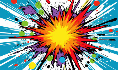 Dynamic Comic Burst: Colorful Explosion Capturing Pop Art Energy by Generative AIの素材
