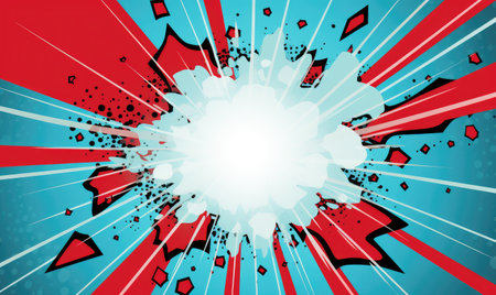 Explosive Creativity: A Colorful Comic-Style Bang Unleashes Dynamic Fun by Generative AIの素材