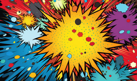 Explosive Creativity: A Colorful Comic-Style Bang Unleashes Dynamic Fun by Generative AIの素材