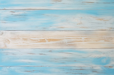 Rustic Seaside Elegance: Distressed Blue Wooden Planks Background by Generative AIの素材